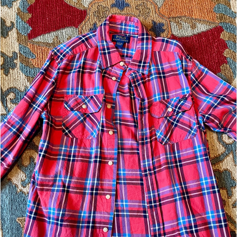 Super cute and bright Polo by Ralph Lauren boy's casual ls button down medium